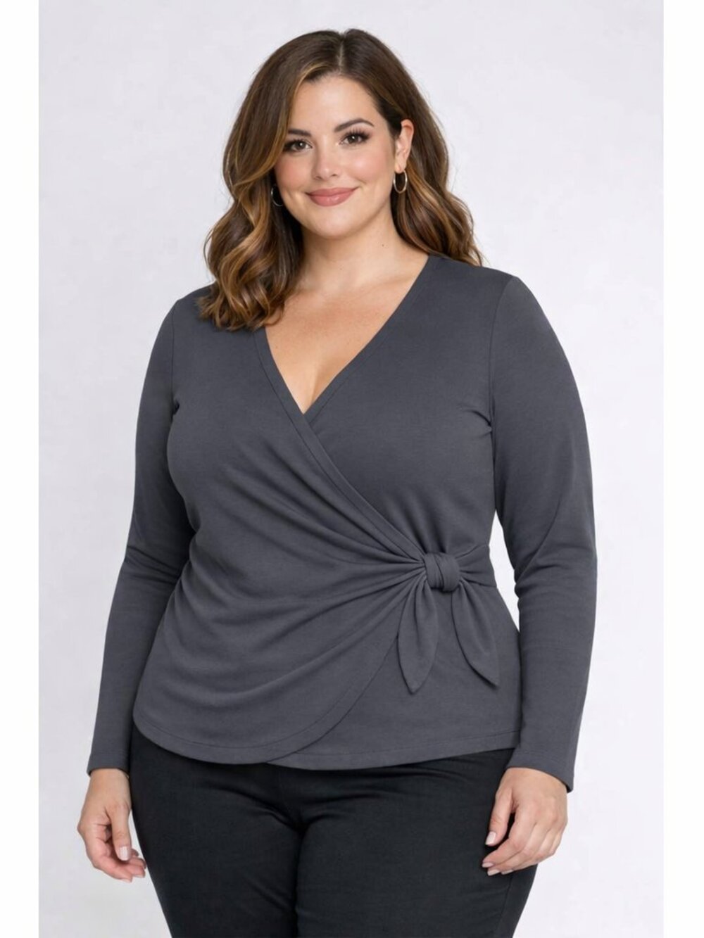 Betabrand Karen Wrap Top – Charcoal Gray, Size XXL NWOT